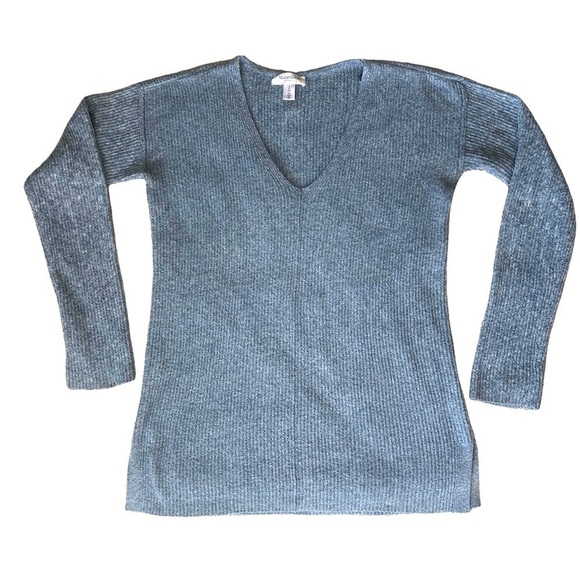 Motherhood Maternity Sweaters - Motherhood Maternity Heater Blue Long Sleeve Ribbed Sweater Top V-Neck Small